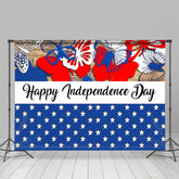 Lofaris Red Blue Stars Butterfly Independence Day Backdrop